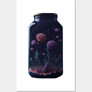 Cosmic Flowers in a Mason Jar Posters and Art